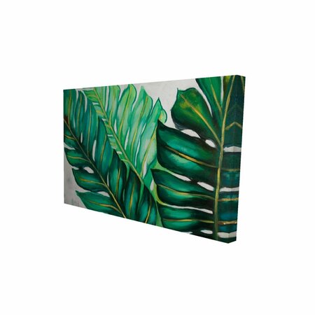 FONDO 12 x 18 in. Three Big Exotic Plant Leaves-Print on Canvas FO2783853